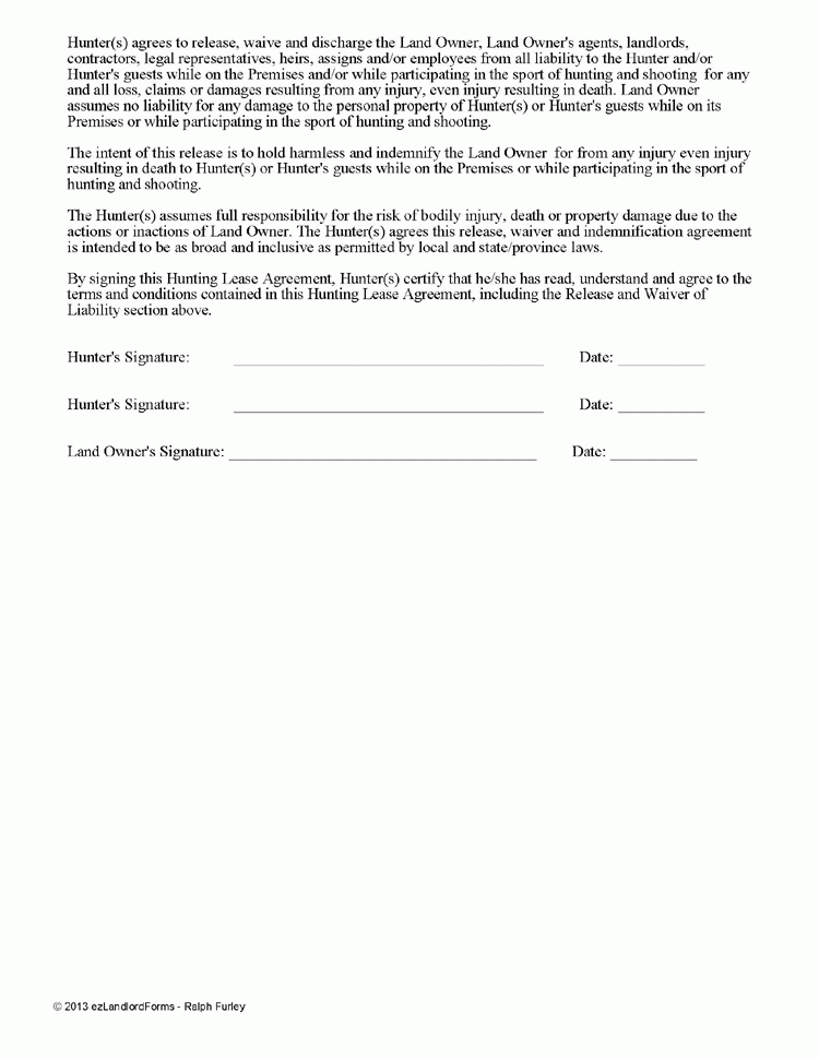 Free Printable Hunting Lease Agreement