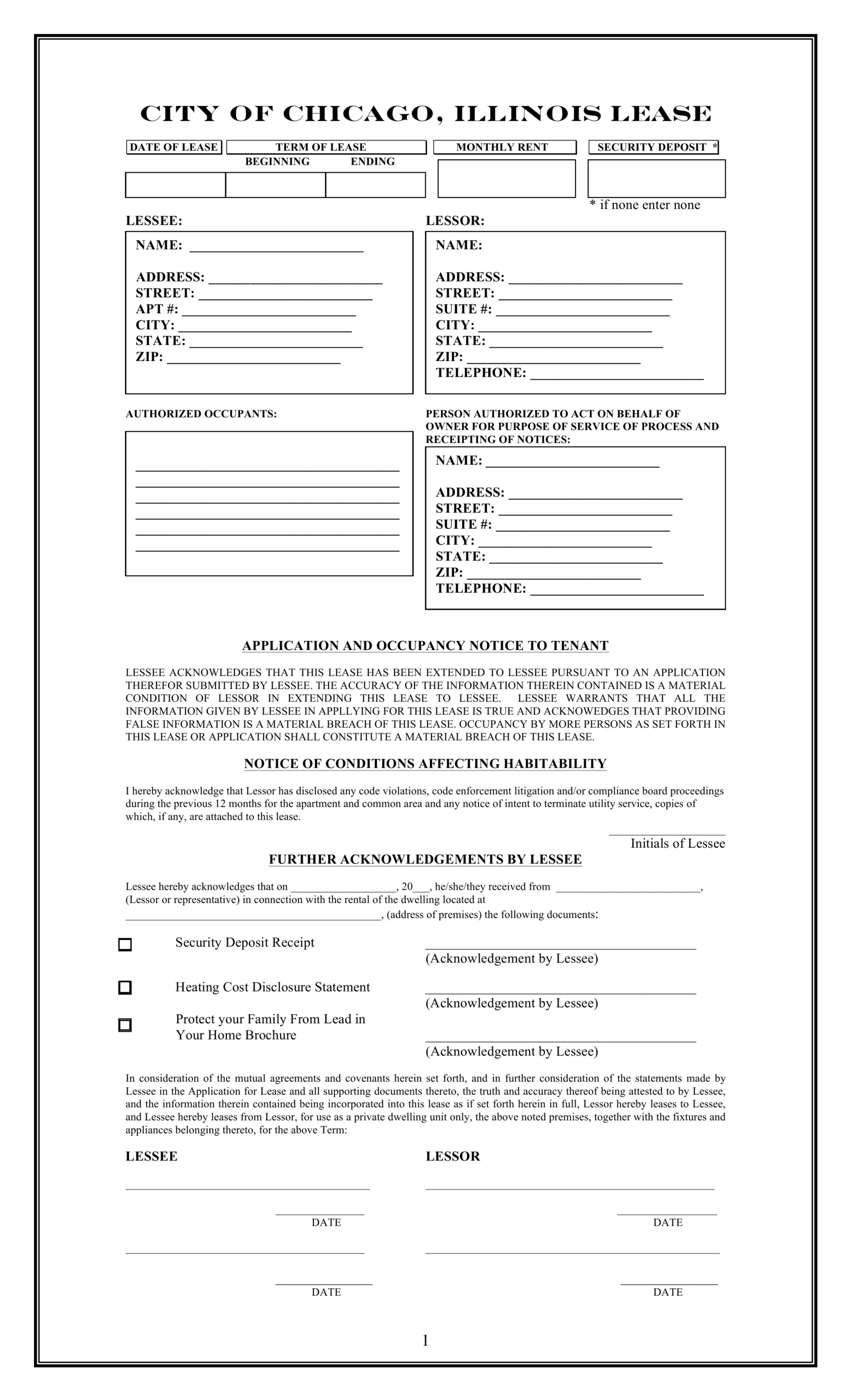 Free Printable Illinois Rental Agreement