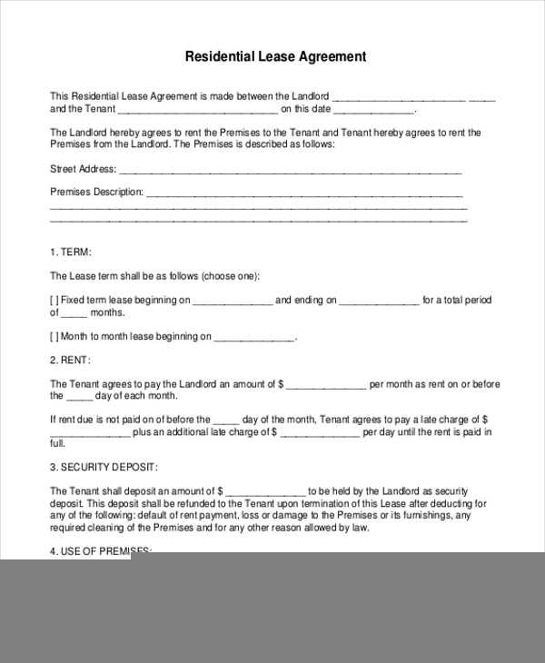 FREE Printable Lease Agreement Form Template
