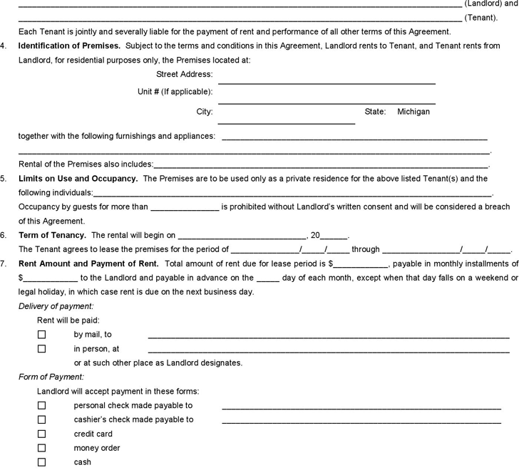 FREE Printable Lease Agreement Michigan Printable Lease Agreement