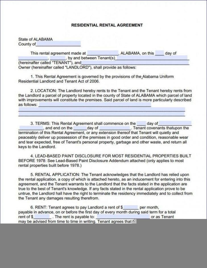 Free Printable Lease Agreement Template Free Printable Alabama Month To 