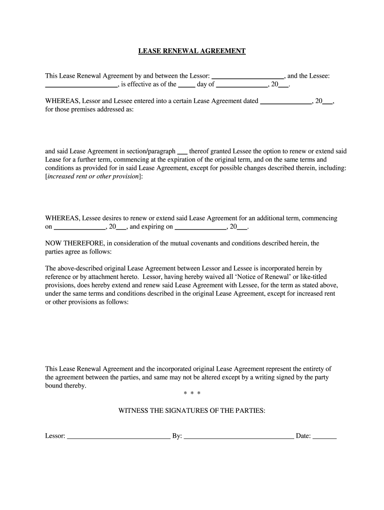 Free Printable Lease Extension Agreement