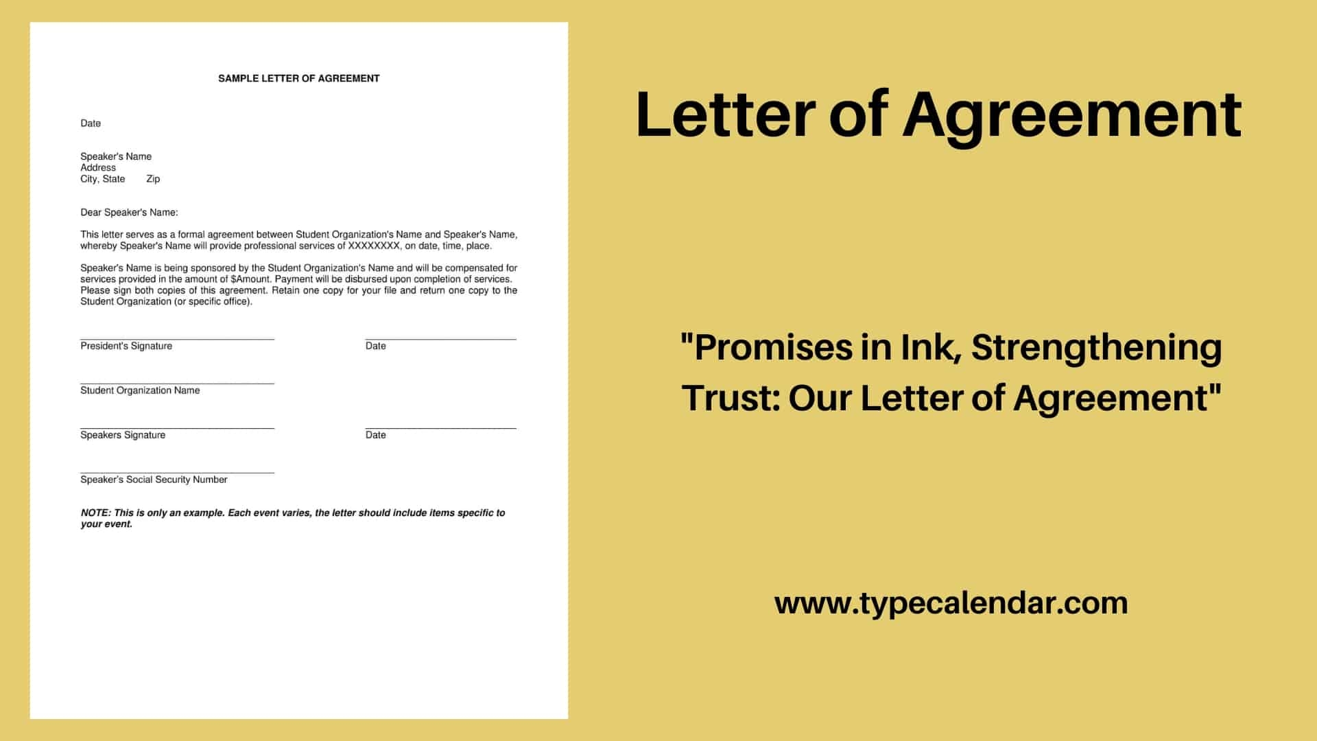 Free Printable Letter Of Agreement Templates Word PDF For Payment