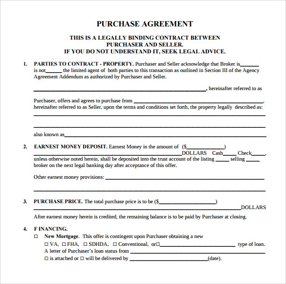 Free Printable Mobile Home Purchase Agreement