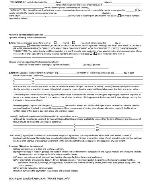 Free Printable Mobile Home Rental Agreement