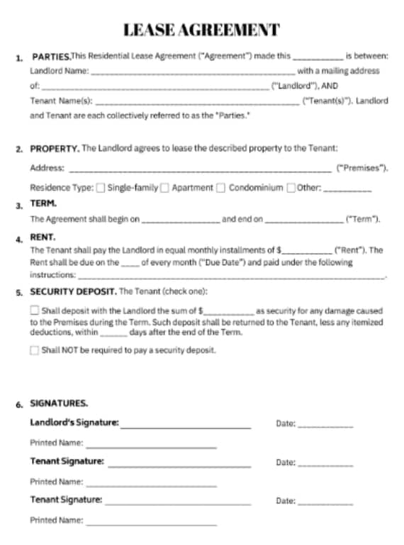 Free Printable One Year Lease Agreement Download Free Printable One 