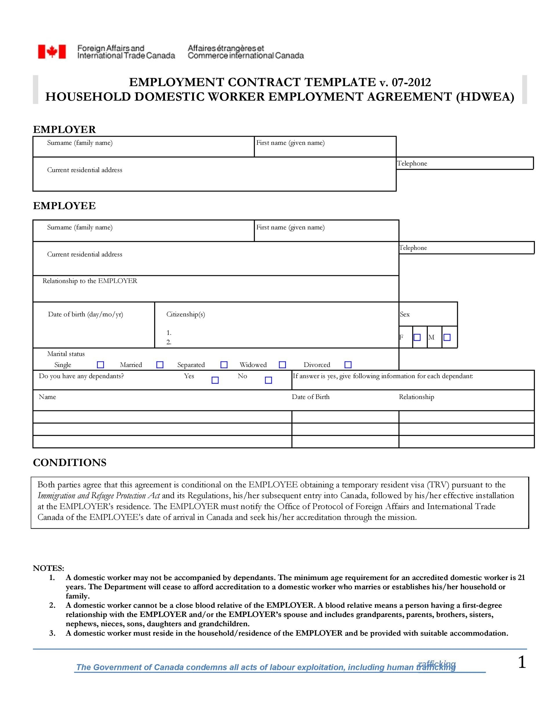Free Printable Printable Employment Contract Template Printable Templates