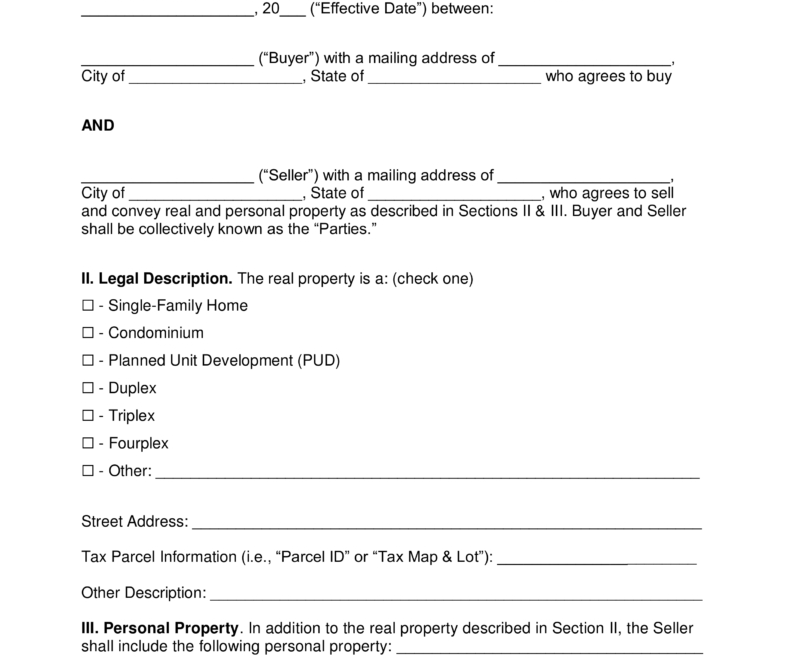 Free Printable Purchase Agreement Template Free Printable