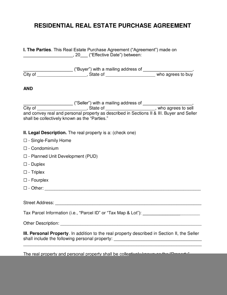 Free Printable Purchase Agreement Template Free Printable