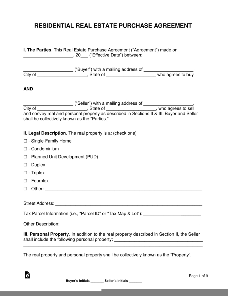 Free Printable Purchase Agreement Template Free Printable