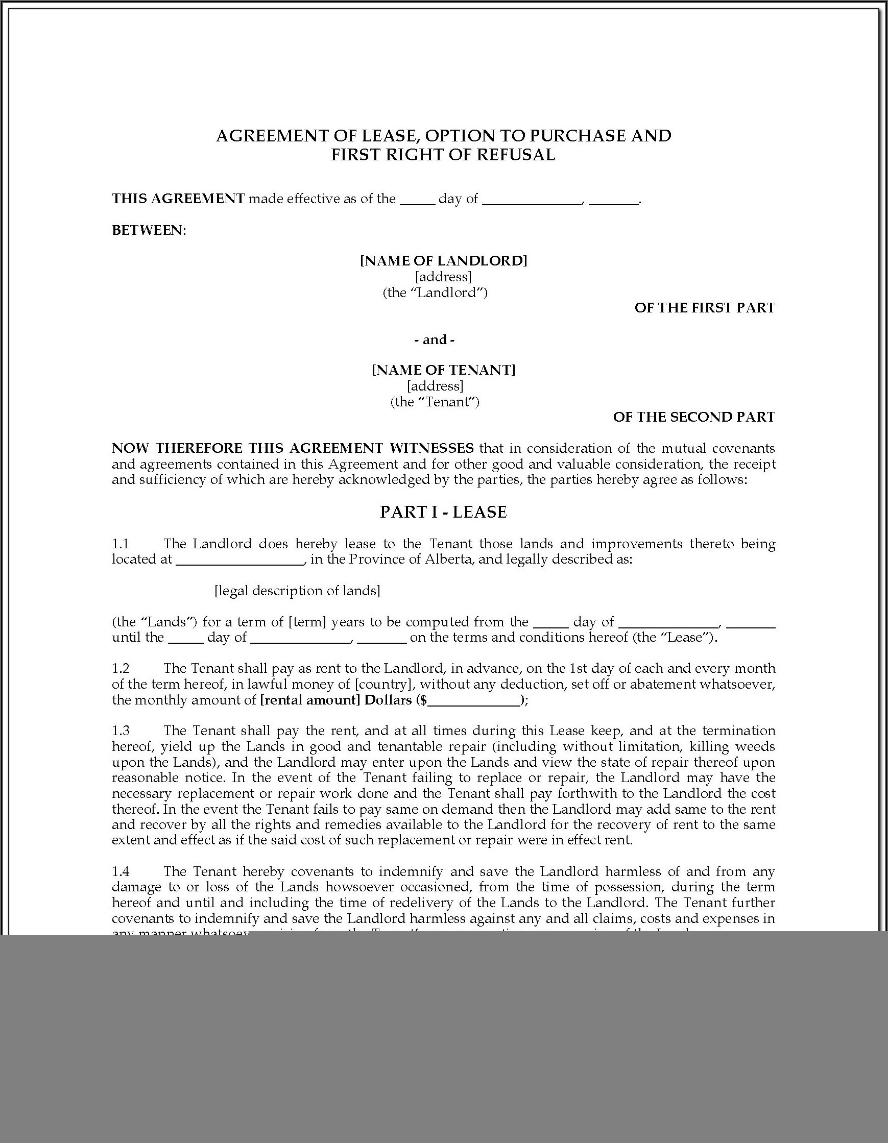 Free Printable Rental Agreement Forms Alberta Printable Forms Free Online