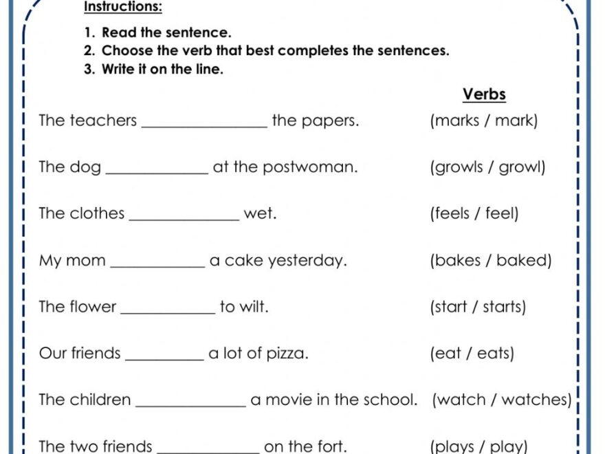 Free Printable Subject Verb Agreement Worksheets Lyana Worksheets