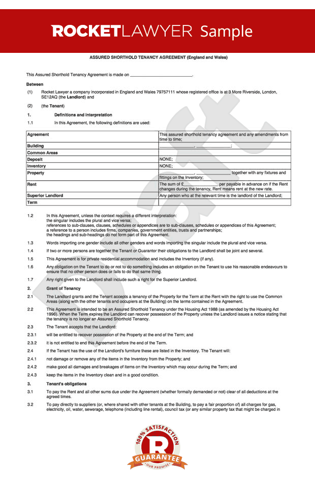 Free Printable Tenancy Agreement England And Wales