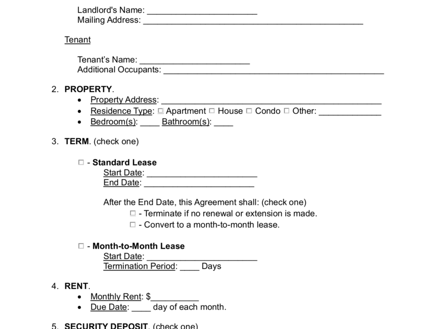 Free Rental Lease Agreement Templates 15 PDF Word EForms