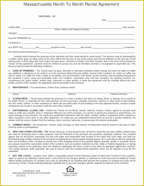Free Washington State Rental Agreement Template Of Month To Month 