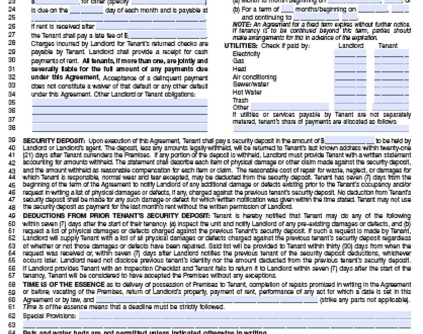 Free Wisconsin Standard Residential Lease Agreement Template PDF Word