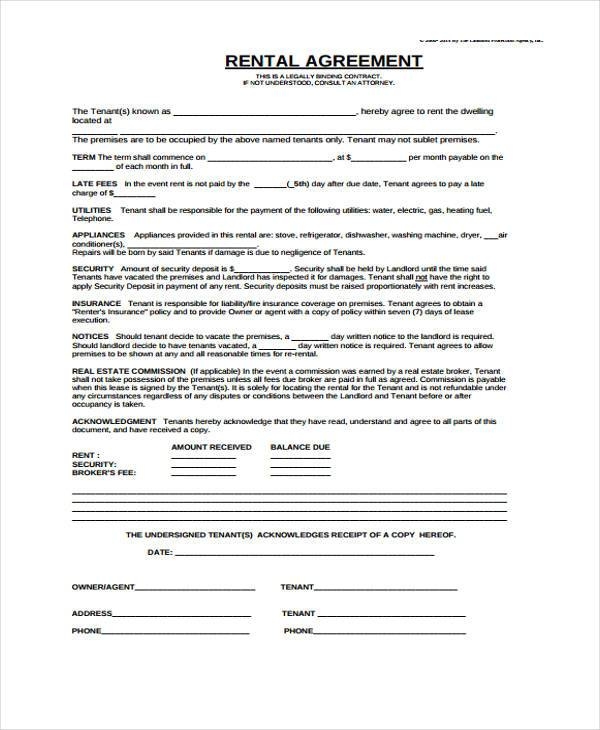 Generic Printable Lease Agreement Printable Lease Agreement