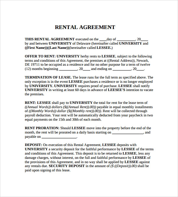 Generic Rental Agreement Template