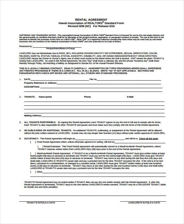 Generic Rental Agreement Template