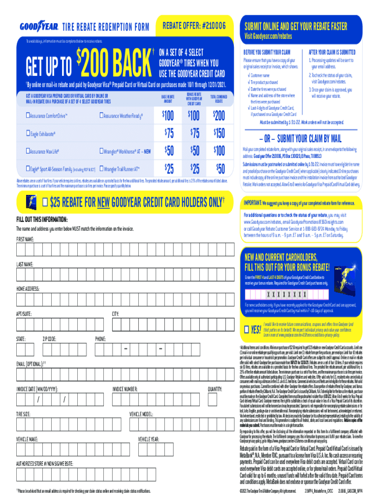 Goodyear Rebate Forms 2025 Mathias P Toft