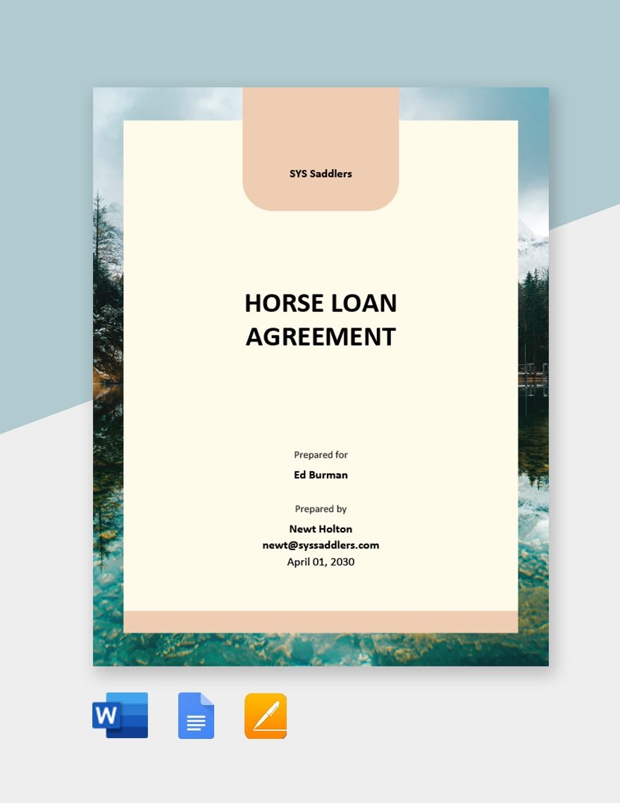 Horse Loan Agreement Template In Word Google Docs Pages Download 