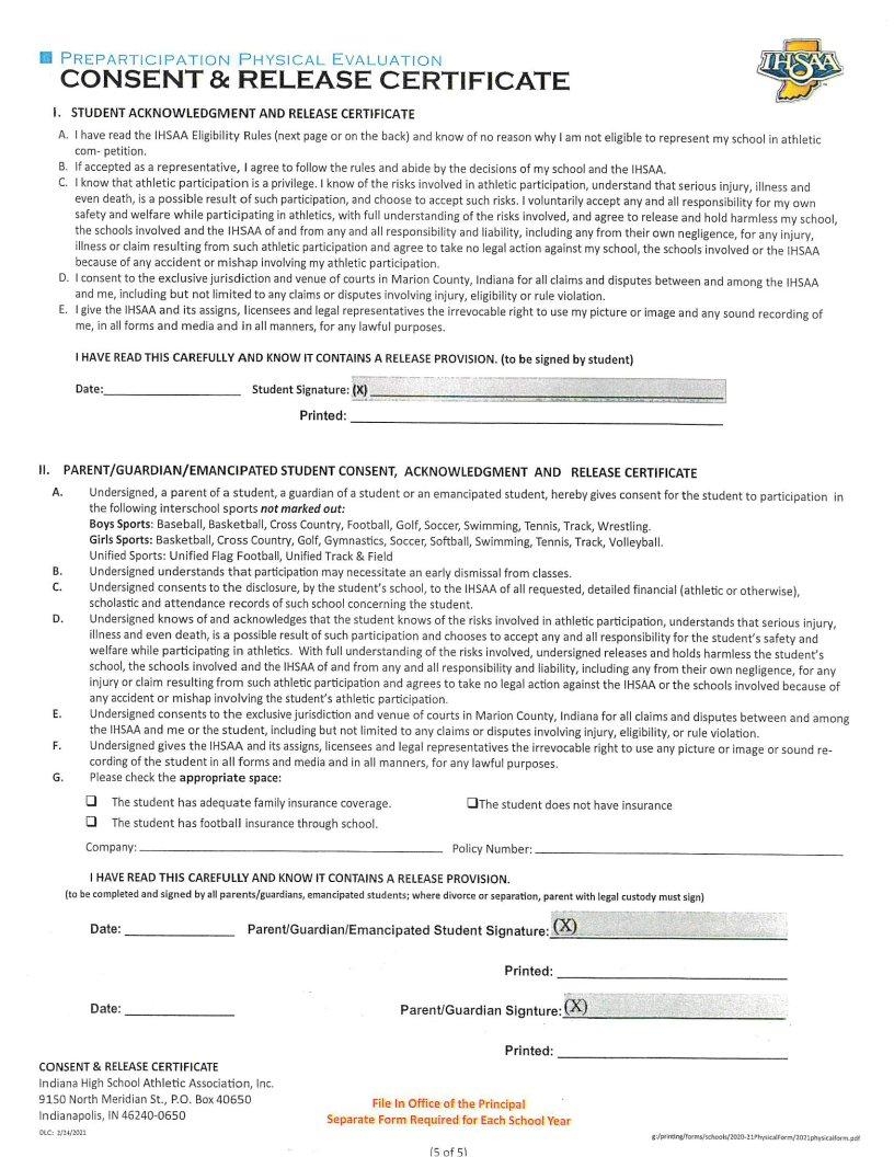 Ihsaa Physical Form Fill Out Printable PDF Forms Online