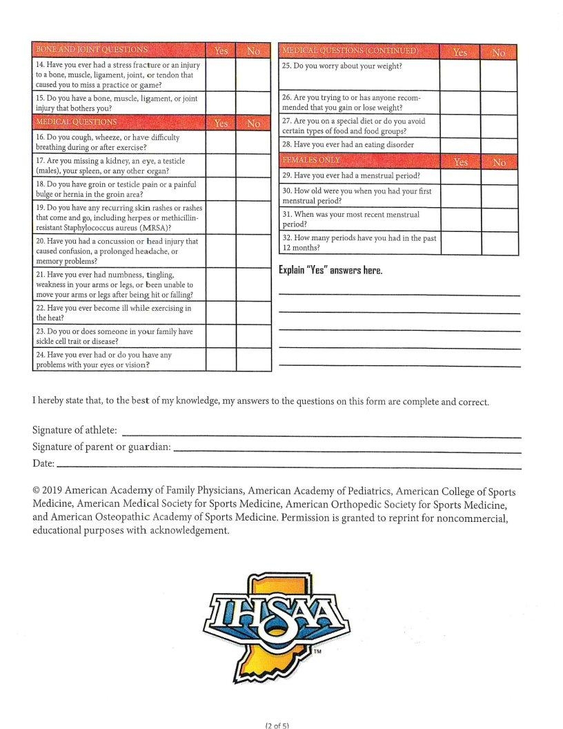 Ihsaa Physical Form Fill Out Printable PDF Forms Online