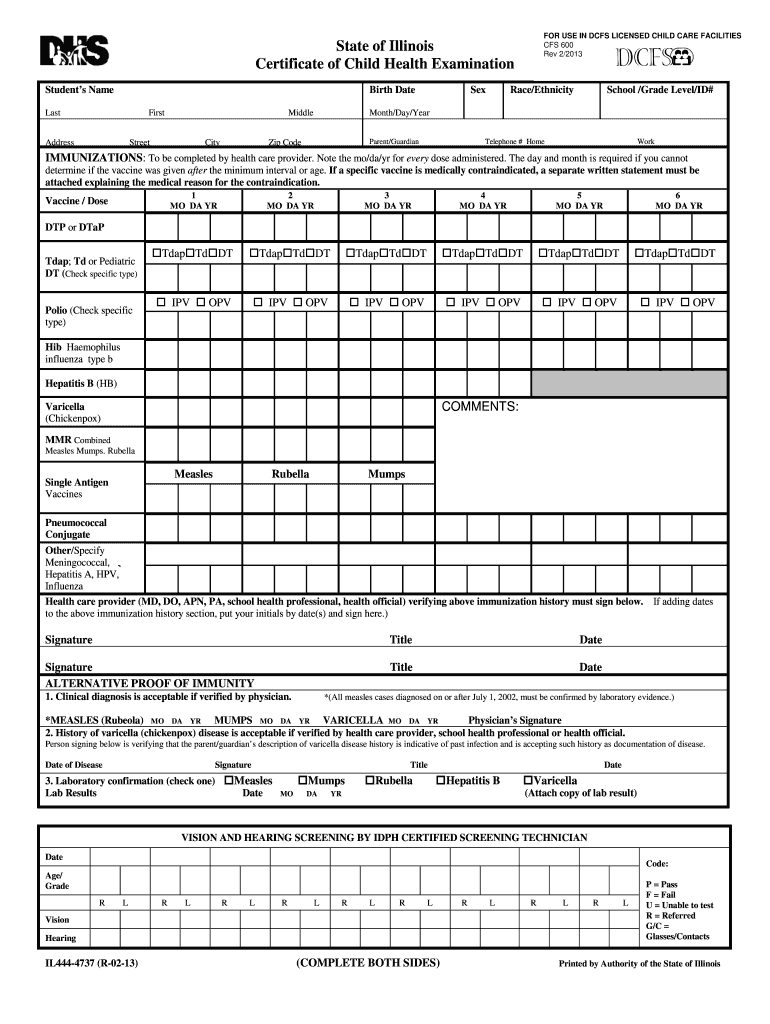 Illinois Physical Exam 2013 2025 Form Fill Out And Sign Printable PDF 