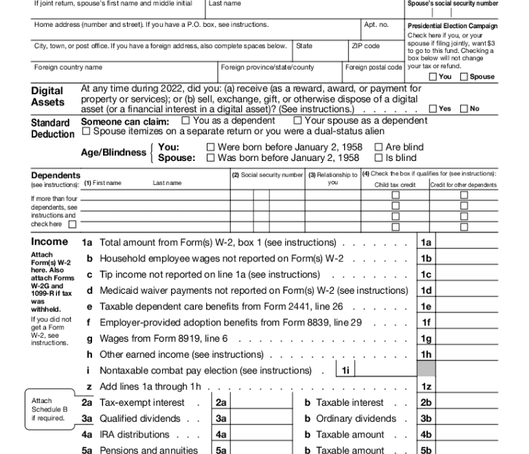 Irs 1040 Sr Printable 2022 2025 Form Fill Out And Sign Printable PDF
