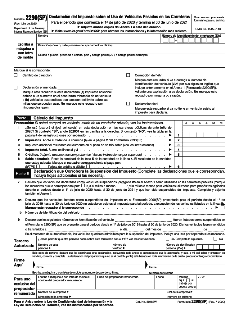 Irs 2290 Form 2025 Printable
