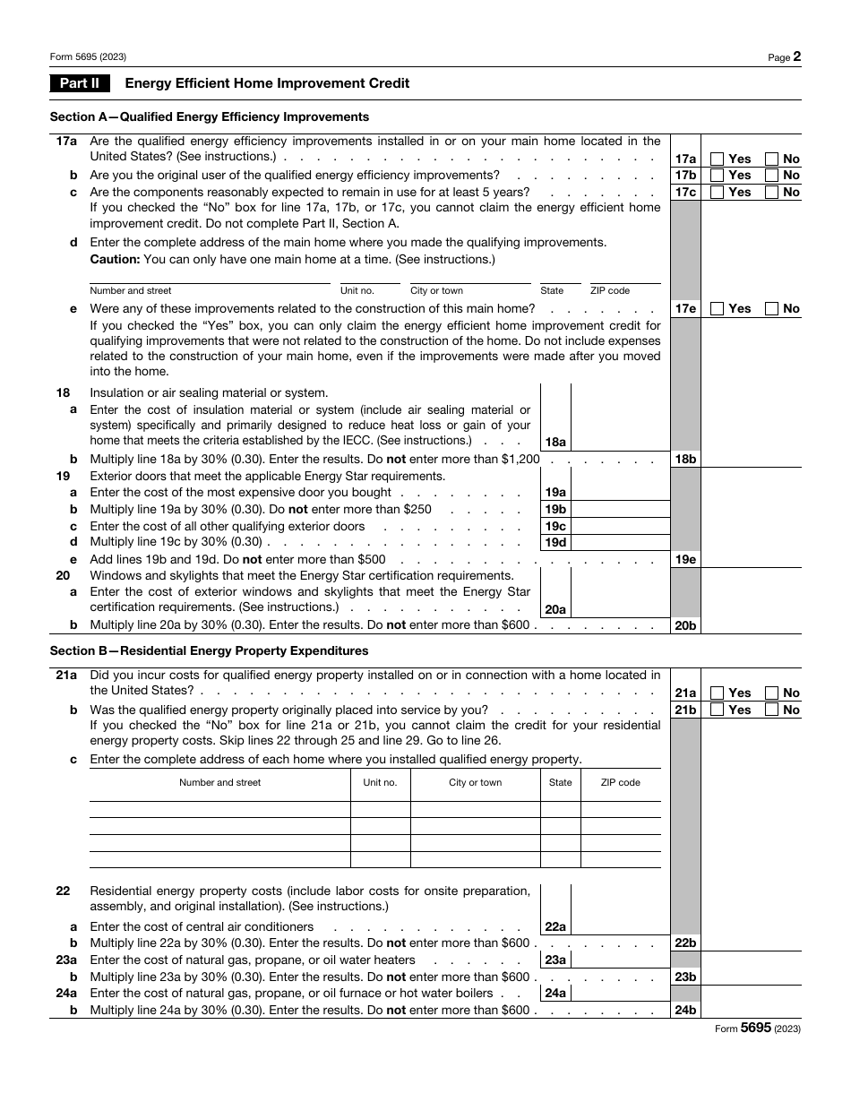 IRS Form 5695 Download Fillable PDF Or Fill Online Residential Energy 