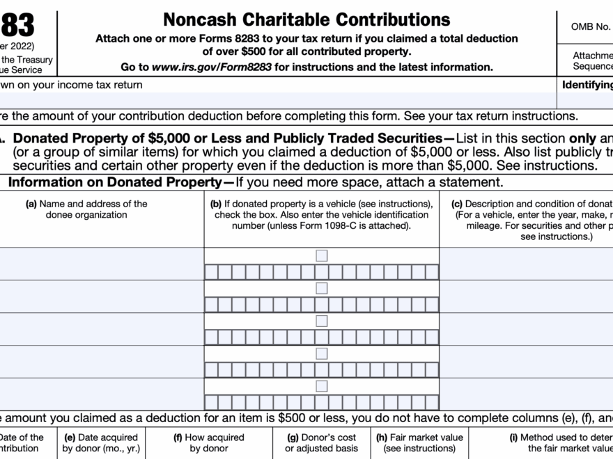 Irs Form 8283 Fillable Printable Forms Free Online