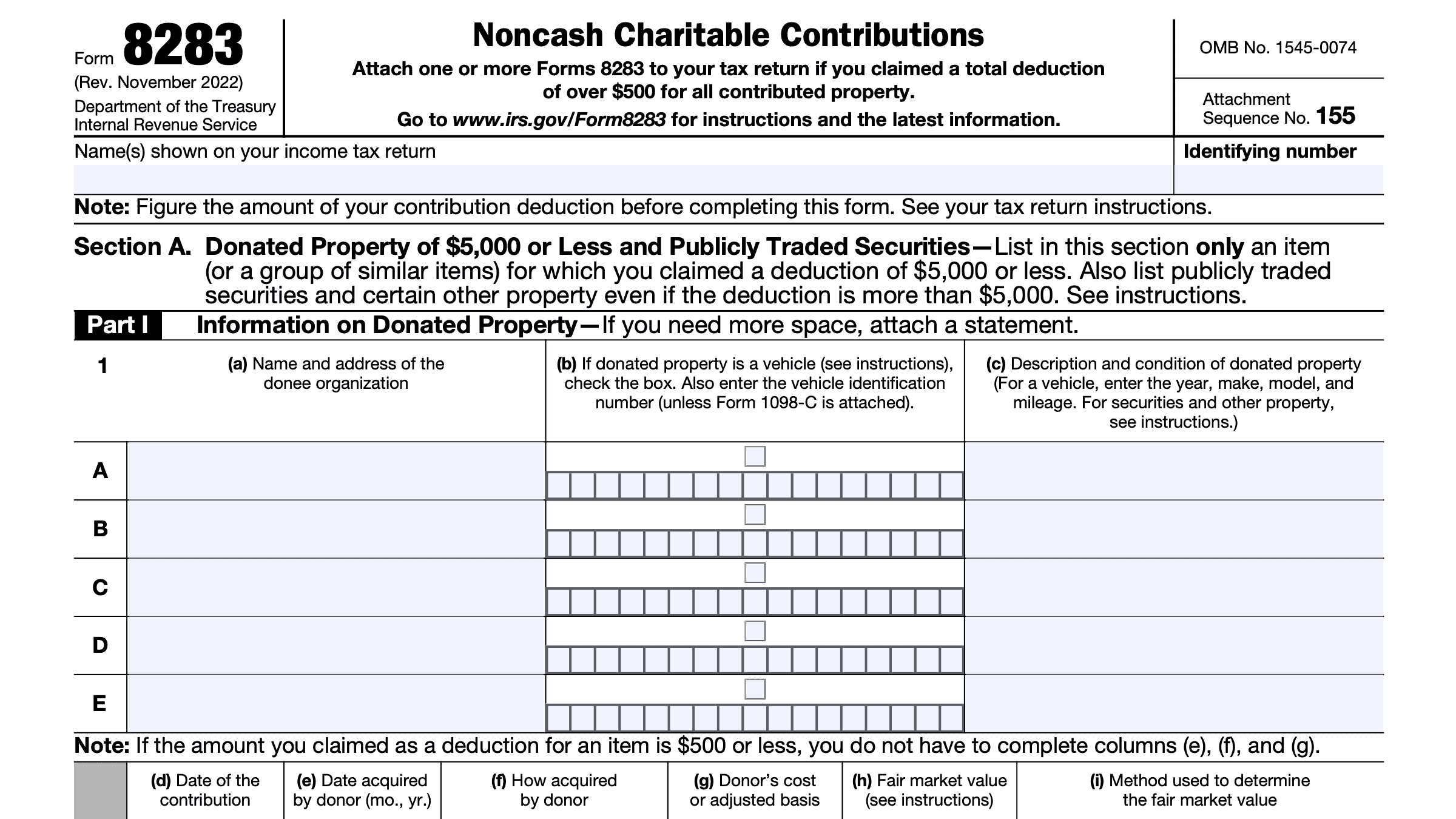Irs Form 8283 Fillable Printable Forms Free Online