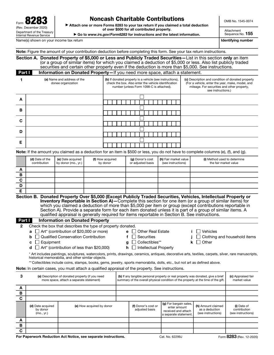Irs Form 8283 Printable Printable Forms Free Online