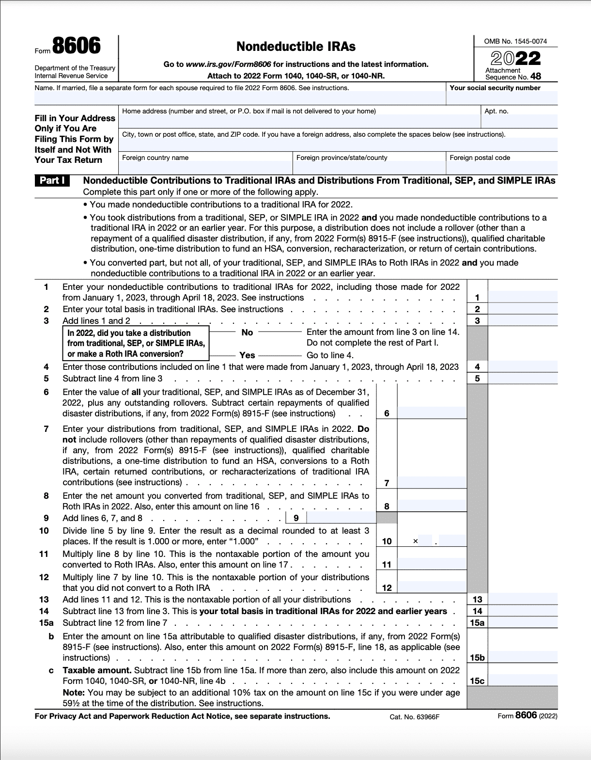 Irs Form 8606 For 2025 Printable