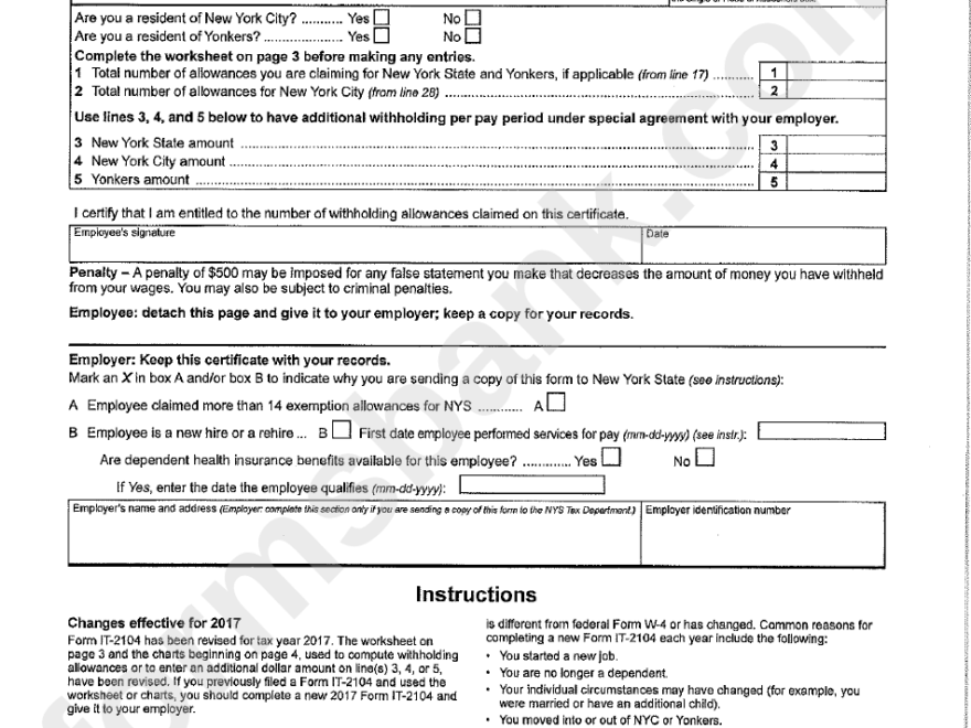 It 2104 Printable Form Printable Forms Free Online