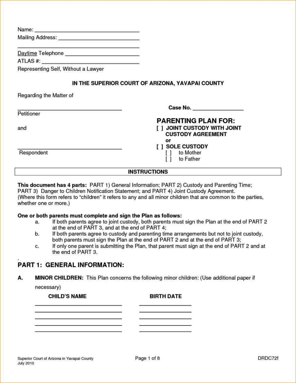 Joint Custody Agreement Template