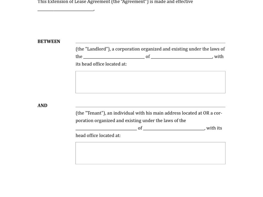 Lease Agreement Extension Template