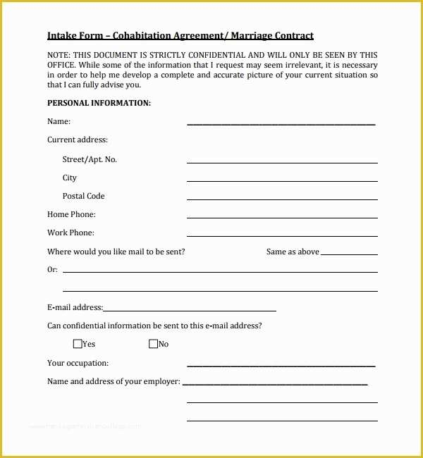 Living Together Agreement Template Free Of Free Printable Cohabitation 