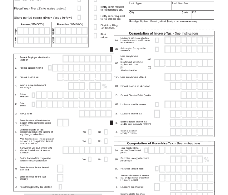 Louisiana Income Tax 2022 2025 Form Fill Out And Sign Printable PDF