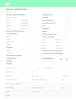 Lyft Inspection Form Fill Online Printable Fillable Blank PdfFiller