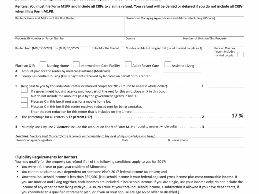 MN DoR Crp Form 2017 2025 Printable And Fillable Templates