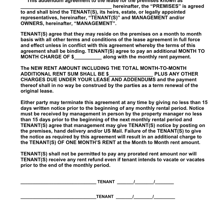 Month To Month Free Printable Basic Rental Agreement Free Printable