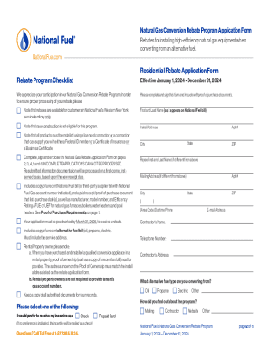 National Fuel Natural Gas Conversion Rebate Program Application Form 