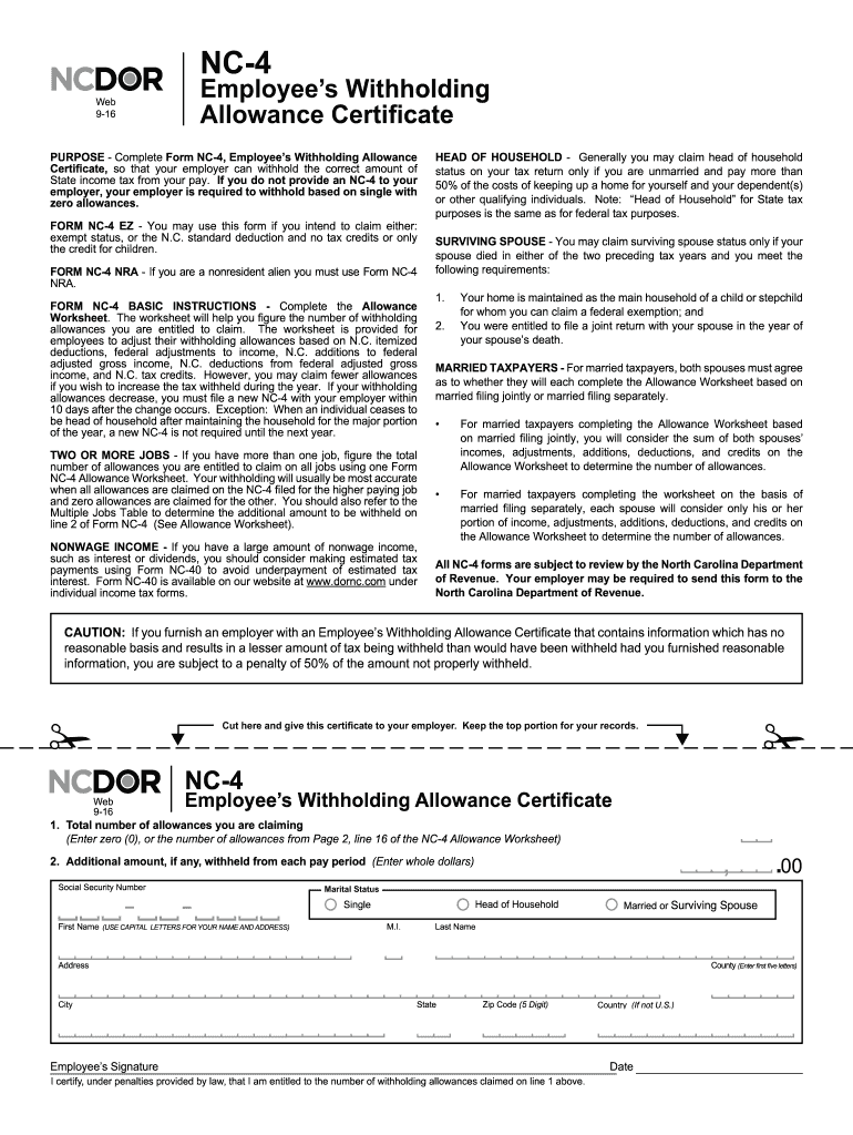 Printable Nc 4 Form 2025