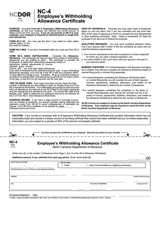 Nc 4 Form Printable Printable Forms Free Online