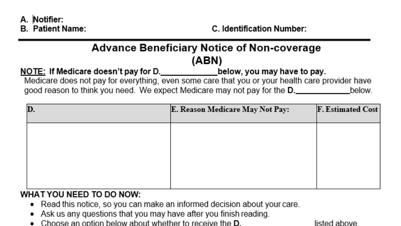 Printable Medicare Abn Form 2025