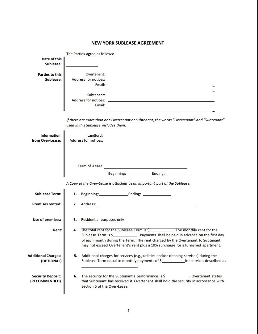 New York Printable Lease Agreement Free Printable Lease Agreement Ny 