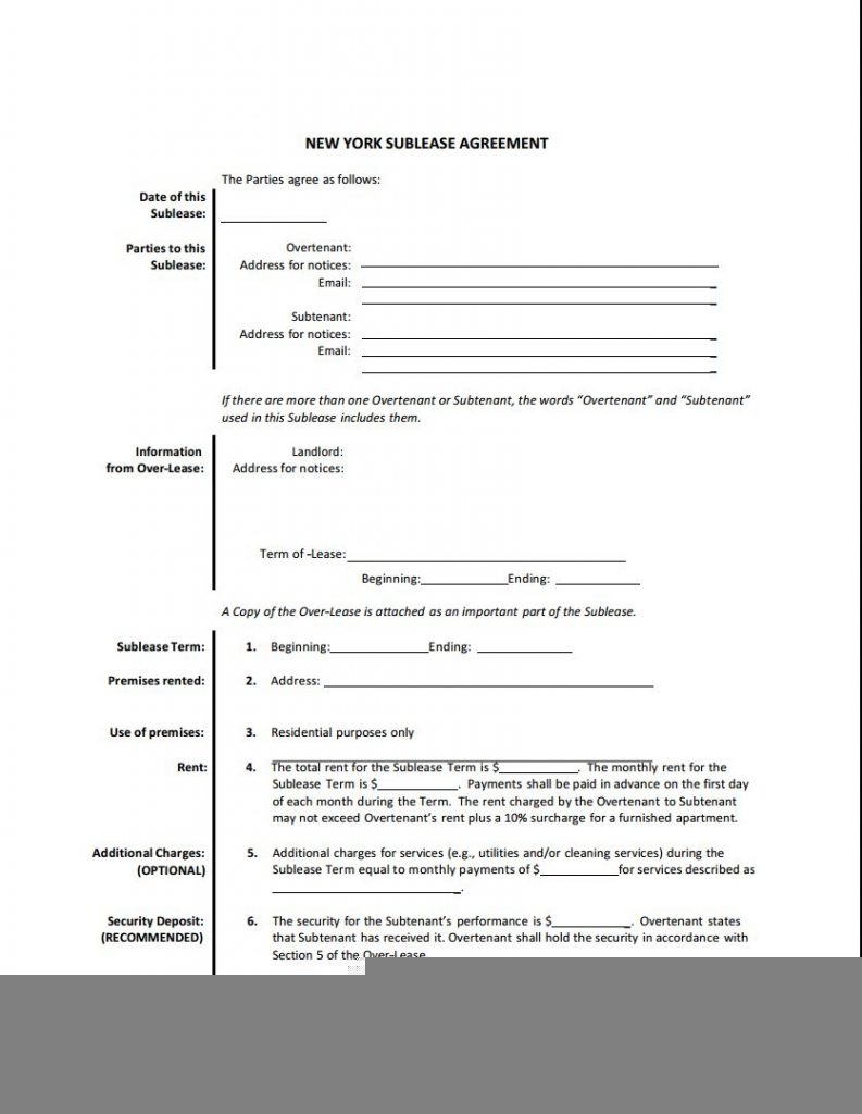 New York Printable Lease Agreement Free Printable Lease Agreement Ny 
