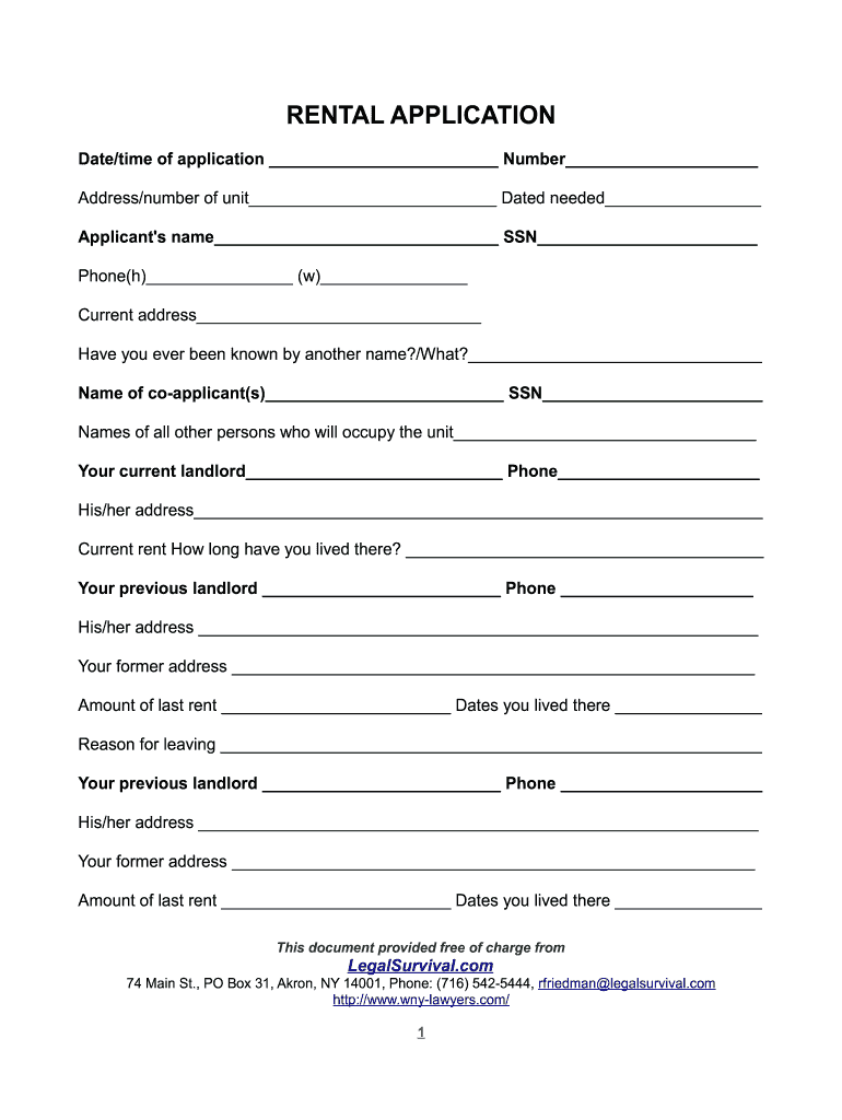 Blank Rental Agreement Printable